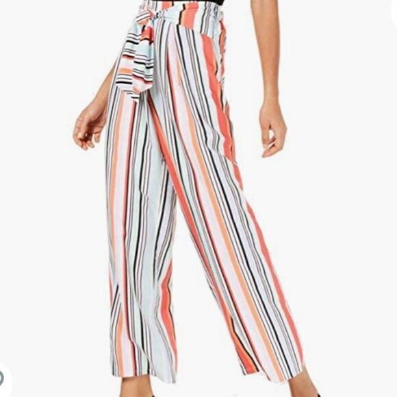 Bar III  Stripped High Rise Wide Leg Pants - Picture 1 of 11